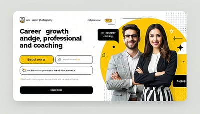 Newsletter signup illustration featuring career growth and coaching Newsletter signup illustration featuring career growth and coaching